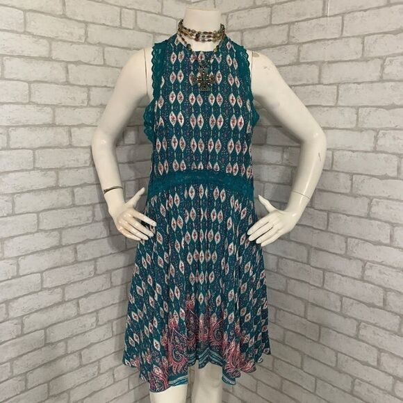 ‎NWOT Wonderly ikat/jacquard print flowy dress-S - Picture 4 of 9